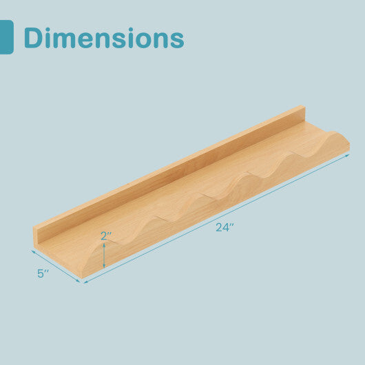 24 Inch Kids Bookshelf Set of 4 Wall-Mounted Picture Ledge Shelf-Natural W2B
