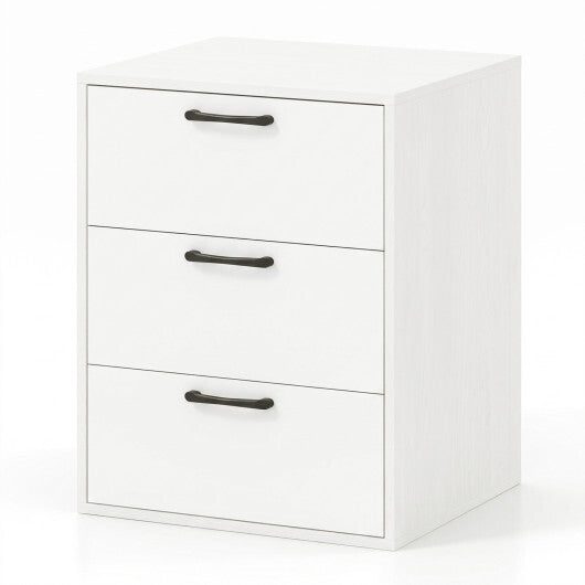 3 Drawer Nightstand with Wood Grain Finish and Storage for Living Room Bedroom Study-White W2B