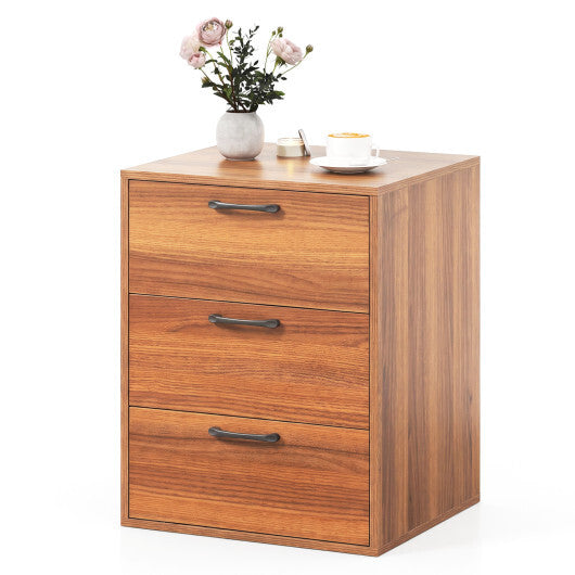 3 Drawer Nightstand with Wood Grain Finish and Storage for Living Room Bedroom Study-White W2B
