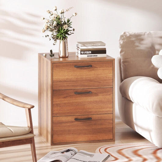 3 Drawer Nightstand with Wood Grain Finish and Storage for Living Room Bedroom Study-White W2B