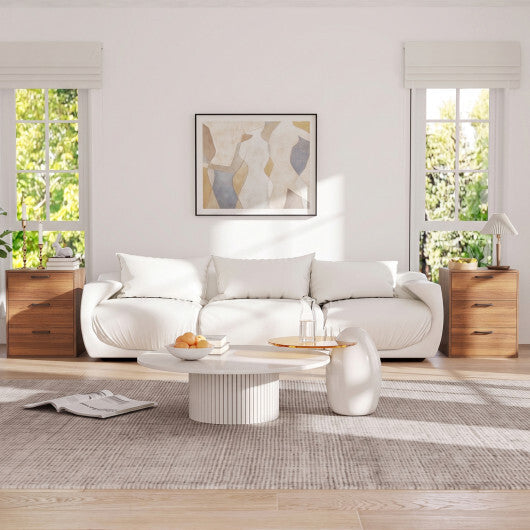 3 Drawer Nightstand with Wood Grain Finish and Storage for Living Room Bedroom Study-White W2B