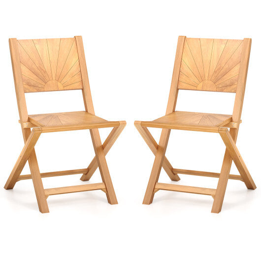 2 Pieces Folding Patio Chairs with Inclined Backrest
