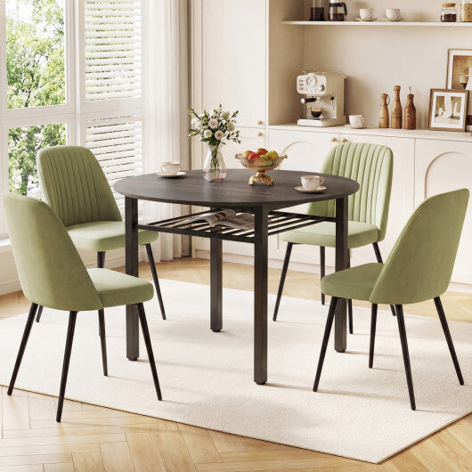 40" Round Kitchen Table with Storage Shelf and Metal Frame for 4 People-Gray W2B