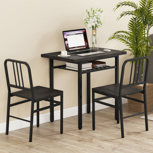 3-Piece Dining Table Set with Rectangular Kitchen Table and 2 Chairs-Rustic Brown W2B