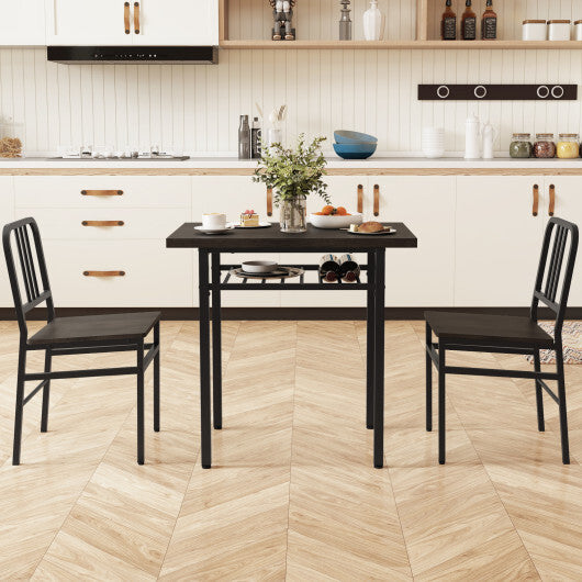 3-Piece Dining Table Set with Rectangular Kitchen Table and 2 Chairs-Rustic Brown W2B