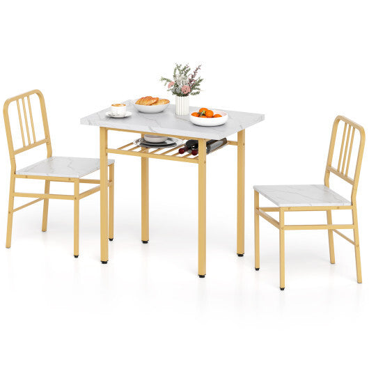 3-Piece Dining Table Set with Rectangular Kitchen Table and 2 Chairs-Rustic Brown W2B