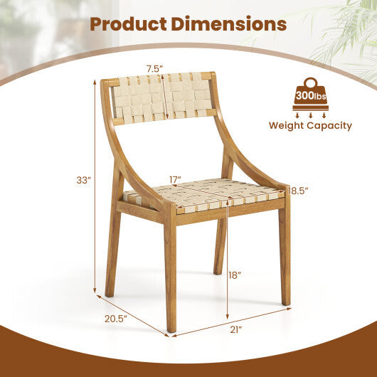 Outdoor Dining Chair with Webbing Seat and Backrest-Natural