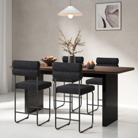 26 Inch Counter Height Bar Stools Set of 2 with Metal Frame and Footrest-White W2B