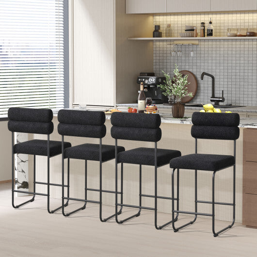 26 Inch Counter Height Bar Stools Set of 2 with Metal Frame and Footrest-White W2B