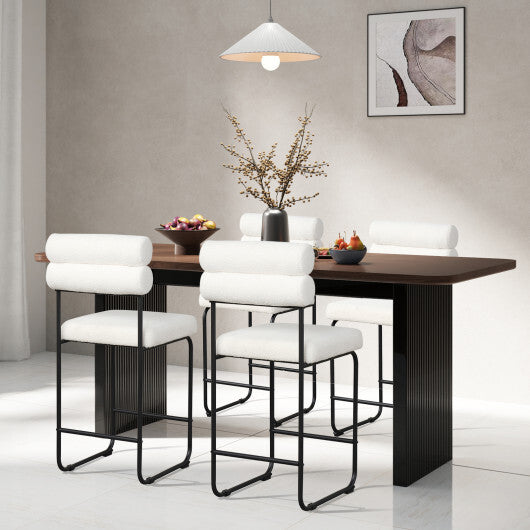 26 Inch Counter Height Bar Stools Set of 2 with Metal Frame and Footrest-White W2B