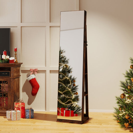 360 Swivel Jewelry Cabinet with Full Length Mirror-White W2B