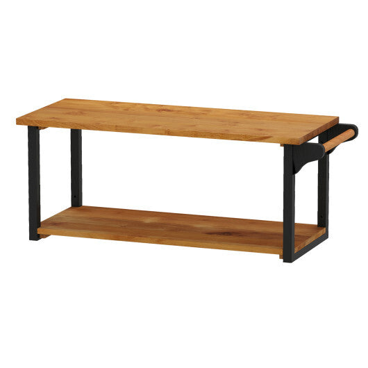 Teak Wood Wall Mounted Floating Shelves with Towel Bar