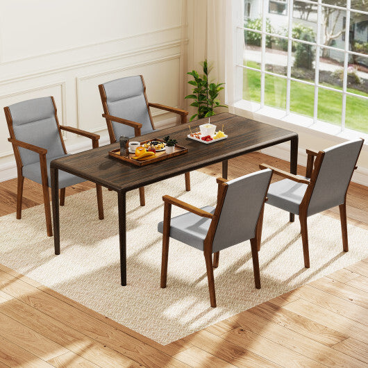 Upholstered Wooden Accent Chairs Set of 2 with High Back and Soft Cushion-Gray