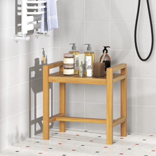 Teak Wood Shower Bench for Inside Shower Shaving Legs