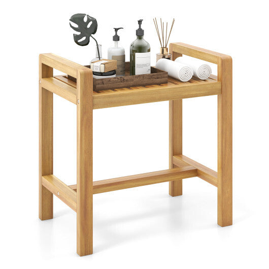 Teak Wood Shower Bench for Inside Shower Shaving Legs