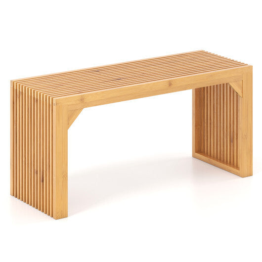 Bamboo Dining Bench Long Entryway Bench  Indoor Outdoor Solid Wood Bench-Natural