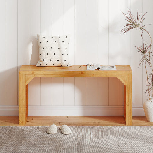 Bamboo Dining Bench Long Entryway Bench  Indoor Outdoor Solid Wood Bench-Natural