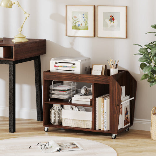 3-Tier Side End Table with Universal Wheels-Walnut W2B