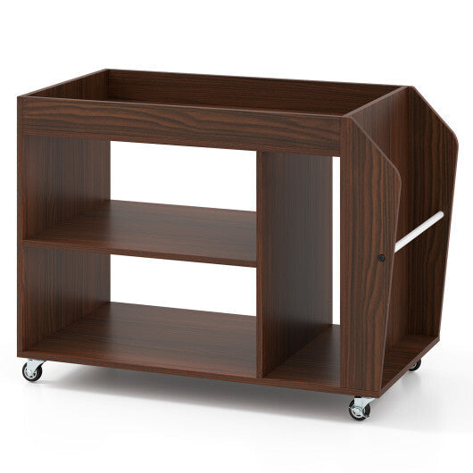 3-Tier Side End Table with Universal Wheels-Walnut W2B