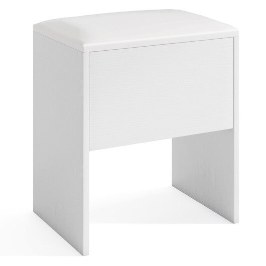 Vanity Stool Flip Top Storage Stool with Soft Padded Seat-White W2B
