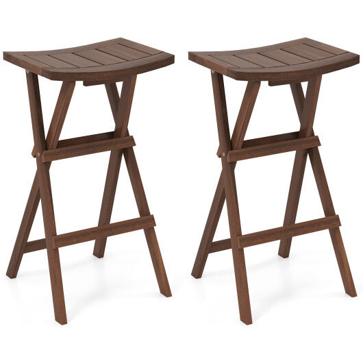 Bar Stools Set of 2 with Saddle Seat and Footrest for Kitchen Island and Balcony
