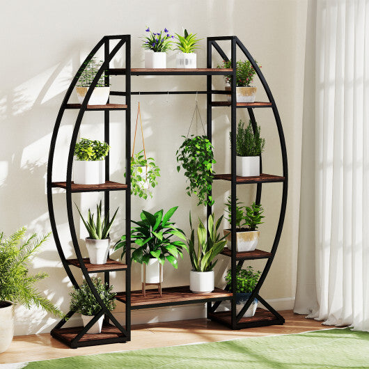 Indoor Plant Stand 63" Tall 10-Tier Corner Metal Plant Shelf Large Flowerpot Holder-Brown