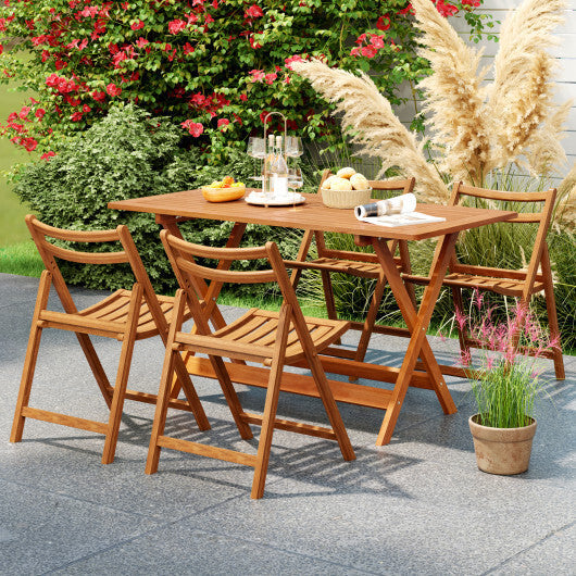 54.5 Inch x 27.5 Inch  Patio Dining Table with Teak Painting and Umbrella Hole W2B