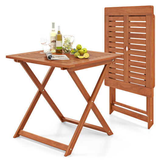 29.5 Inch x 29.5 Inch  Patio Dining Table with Teak Painting and Umbrella Hole