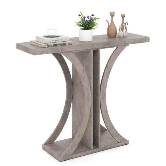 Console Table 39.5 Inch Rectangular Entryway Table with Geometric Frame-Gray W2B