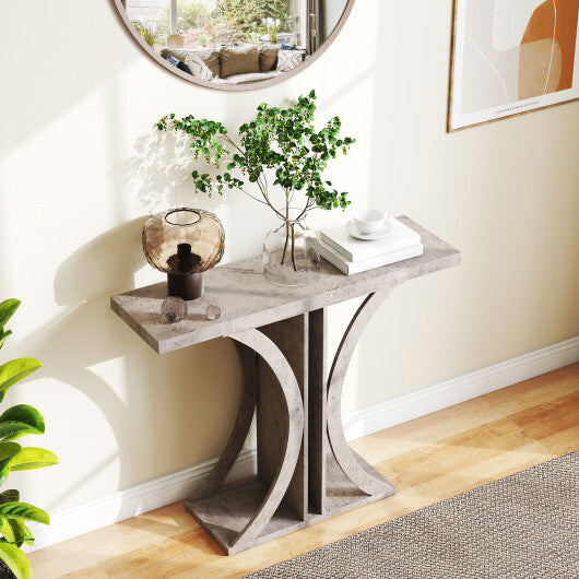Console Table 39.5 Inch Rectangular Entryway Table with Geometric Frame-Gray W2B
