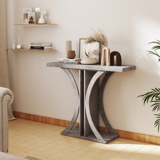 Console Table 39.5 Inch Rectangular Entryway Table with Geometric Frame-Gray W2B
