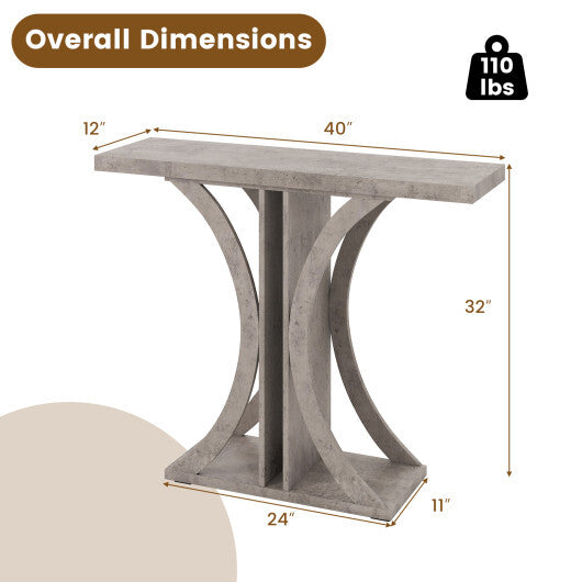 Console Table 39.5 Inch Rectangular Entryway Table with Geometric Frame-Gray W2B