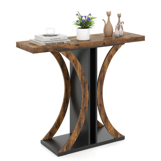 Console Table 39.5 Inch Rectangular Entryway Table with Geometric Frame-Gray W2B