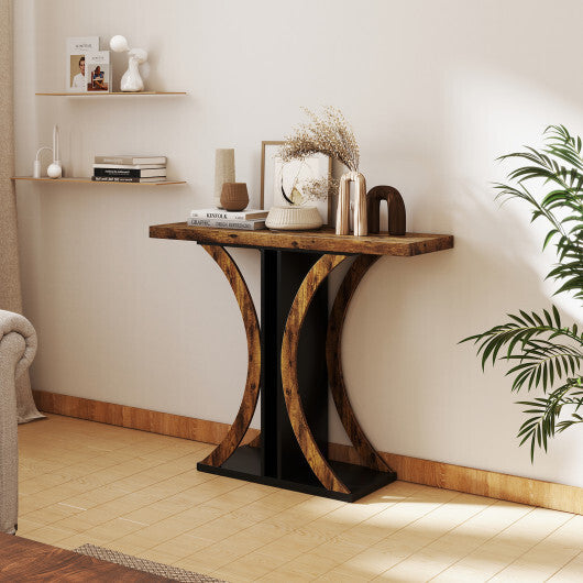 Console Table 39.5 Inch Rectangular Entryway Table with Geometric Frame-Gray W2B