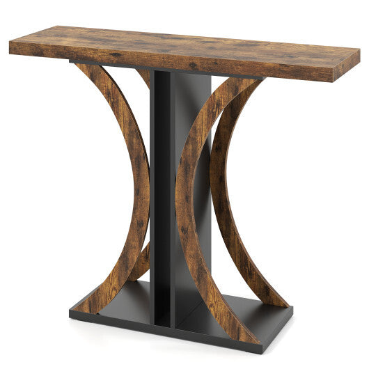 Console Table 39.5 Inch Rectangular Entryway Table with Geometric Frame-Gray W2B
