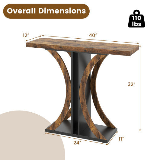 Console Table 39.5 Inch Rectangular Entryway Table with Geometric Frame-Gray W2B