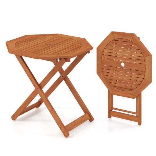 Octagon Folding Patio Table with 2 Inches Umbrella Hole