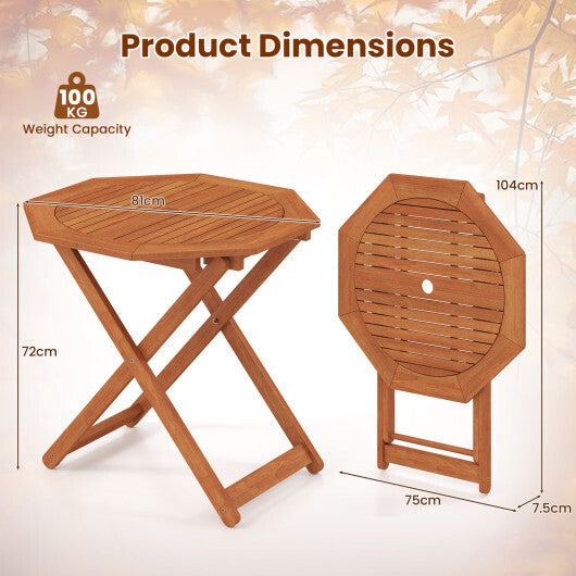 Octagon Folding Patio Table with 2 Inches Umbrella Hole