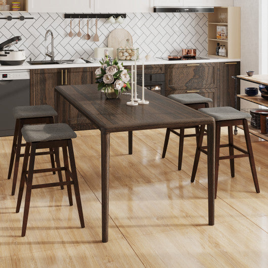 Swivel Bar Stools Set of 2 with Footrest and Rubber Wood Legs-Brown