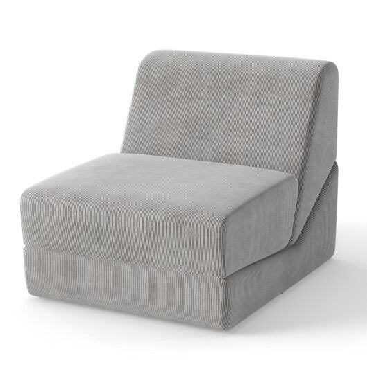 3-in-1 Folding Sofa Bed with Washable Zippered Cover-Gray W2B
