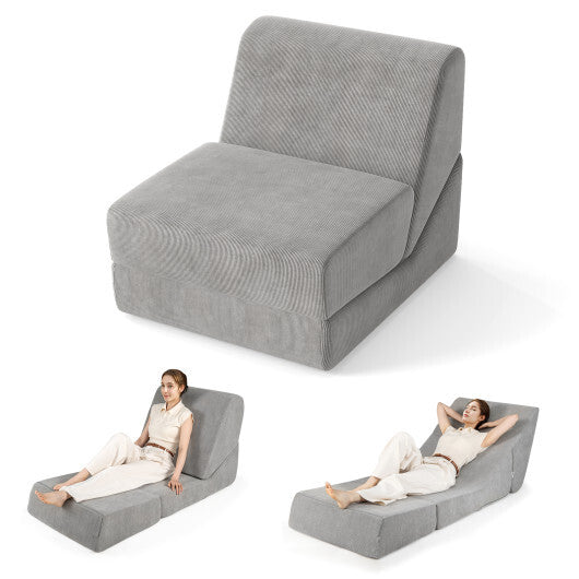 3-in-1 Folding Sofa Bed with Washable Zippered Cover-Gray W2B