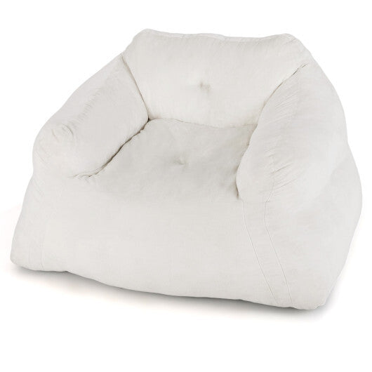 Bean Bag Chair Plush Lazy Sofa with Ultra-soft Velvet Cover-Beige W2B