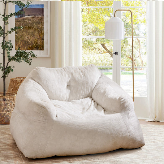 Bean Bag Chair Plush Lazy Sofa with Ultra-soft Velvet Cover-Beige W2B
