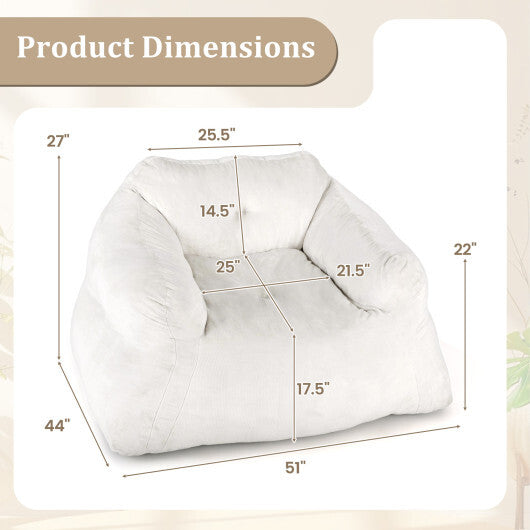 Bean Bag Chair Plush Lazy Sofa with Ultra-soft Velvet Cover-Beige W2B