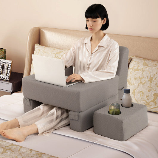 3-Piece Reading Pillow Set Extra Large Lap Desk with Coaster-Gray W2B