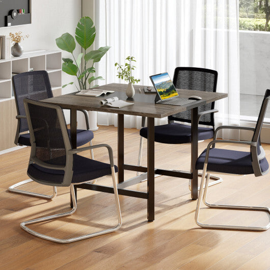 39.5 Inches Square Conference Table Meeting Room Table with Thickened Tabletop-Rustic Brown W2B