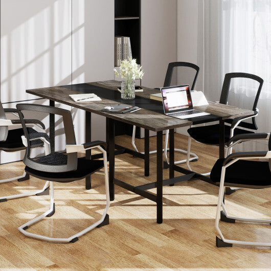 39.5 Inches Square Conference Table Meeting Room Table with Thickened Tabletop-Rustic Brown W2B
