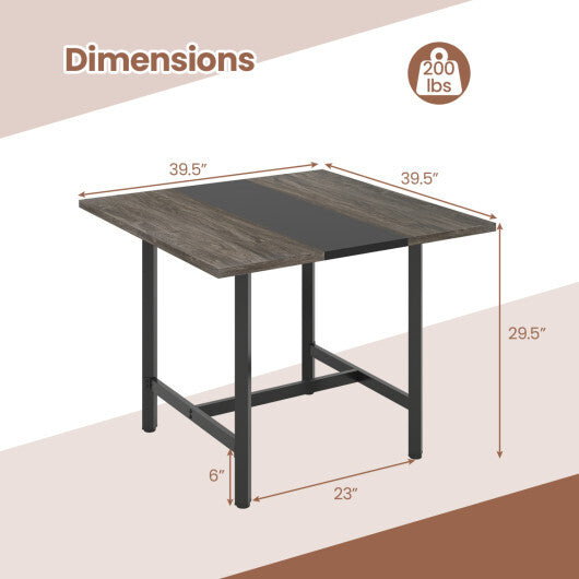 39.5 Inches Square Conference Table Meeting Room Table with Thickened Tabletop-Rustic Brown W2B