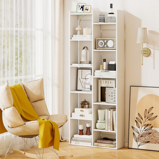 11-Tier Modern Book Organizer Bookcase with Anti-Tipping Kits-Natural W2B
