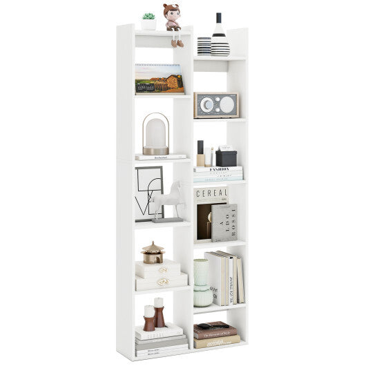 11-Tier Modern Book Organizer Bookcase with Anti-Tipping Kits-Natural W2B